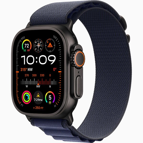 Apple Watch Ultra 2 2024 49mm Black Titan Alpine Loop Navy M