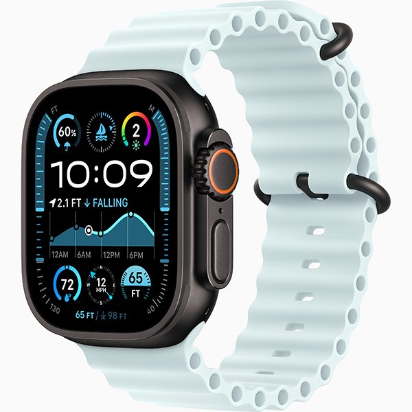 Apple Watch Ultra 2 2024 49mm Black Titan Ocean Band Ice Blue