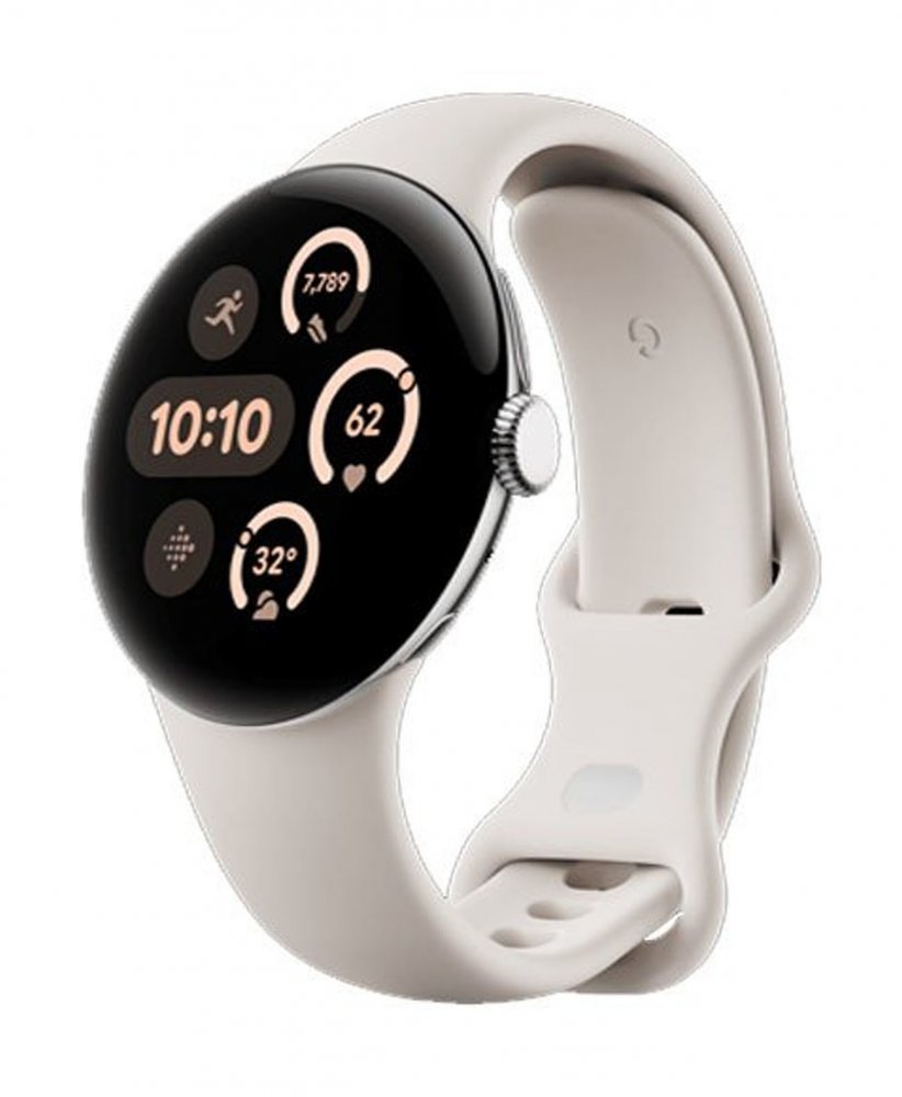 Google Pixel Watch 3 45mm Wi-Fi Polished Slver/Porcelain Band