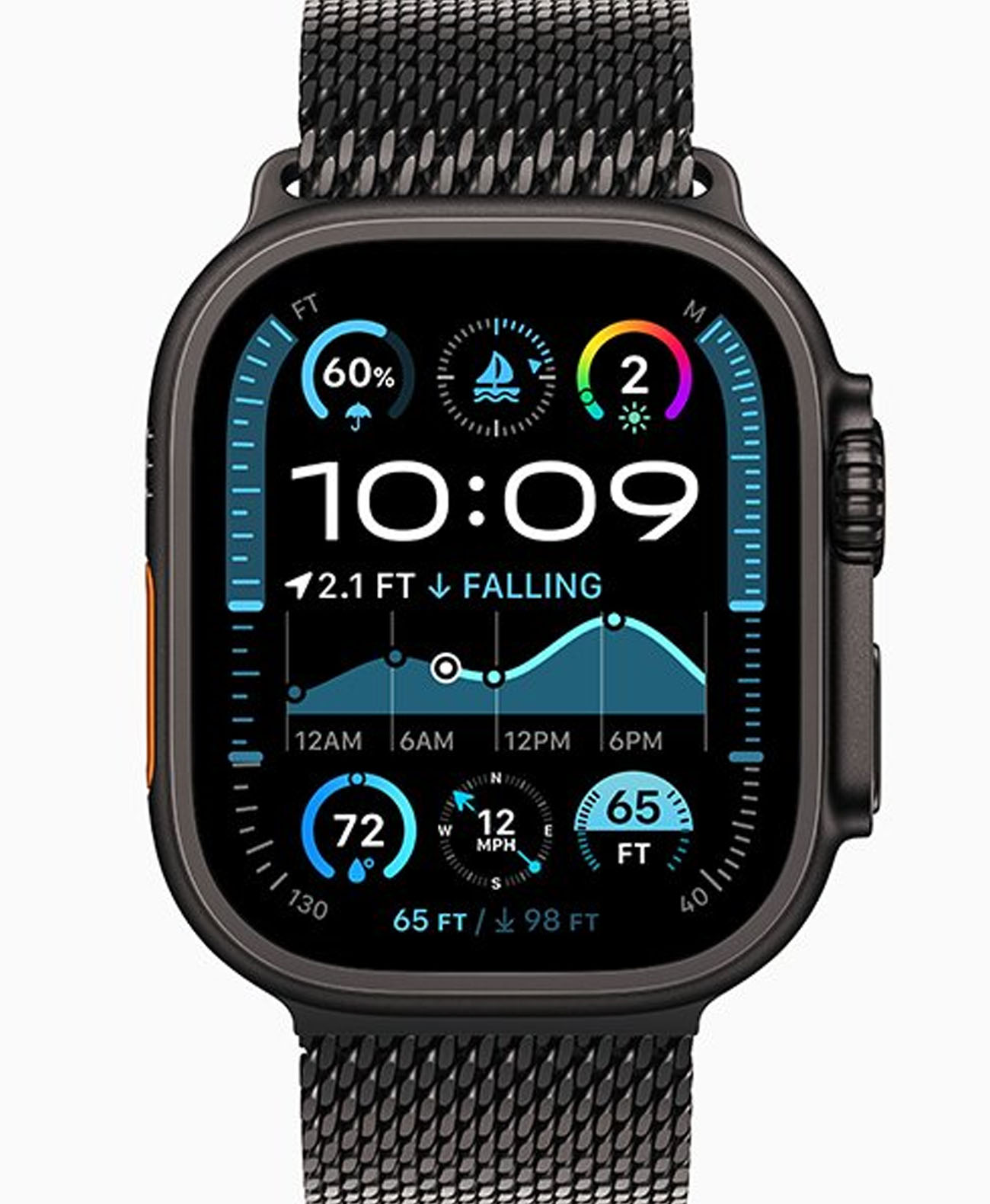 Apple Watch Ultra 2 2024 49mm Black Titan Milanese Loop Black M